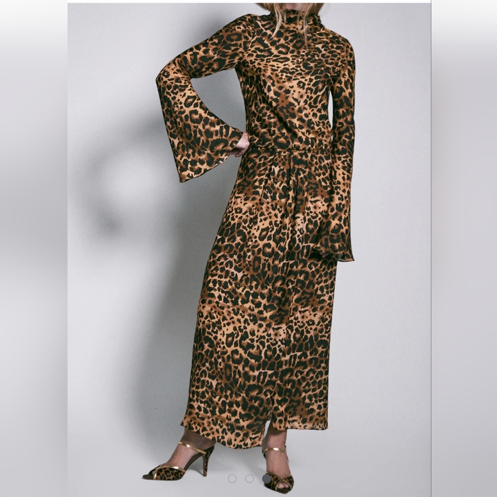 Johanna Ortiz Leopard Print Elegancia Gitana Ankle Silk Dress